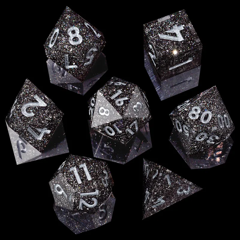 MINI PLANET DND Dice Set 7pcs Polyhedron Resin Dice With Sharp Edges For TRPG Desktop Games White Black Dice D&D Accessories