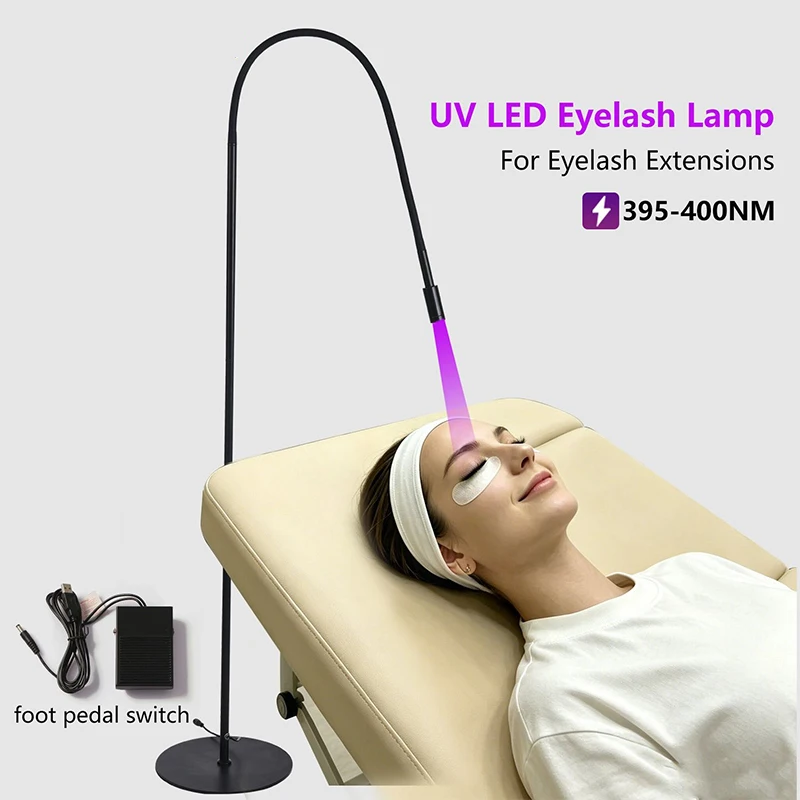 Upgrade Eyelash beauty lamp UV LED Eyelash Glue Curing Floor Lamp 5W/10W with Foot Switch, 395nm UV Light Lamp For Lashes Extend
