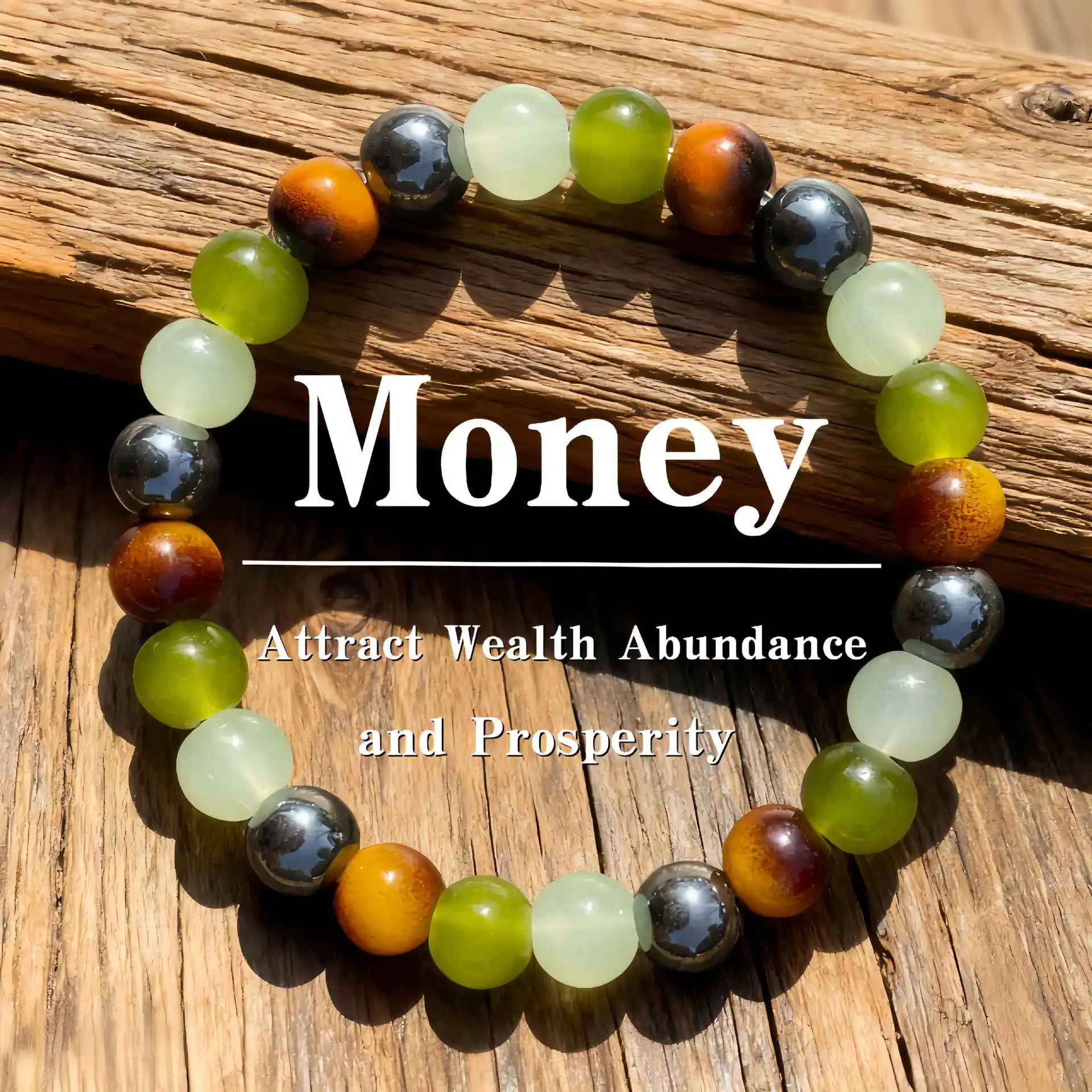 1 Stück Fülle Wohlstand Armband Handgewebte Natursteinperlen Grün Braun Schwarz Weiß Glücksbringer Schmuck für Damen Herren