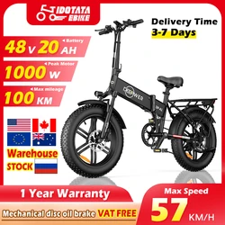 IDOTATA EU-Lieferung 1000 W Elektrofahrrad 48 V 20 Ah faltbares Mountainbike 20 Zoll Fat Tire Urban Pendler Elektrofahrrad 36 MPH