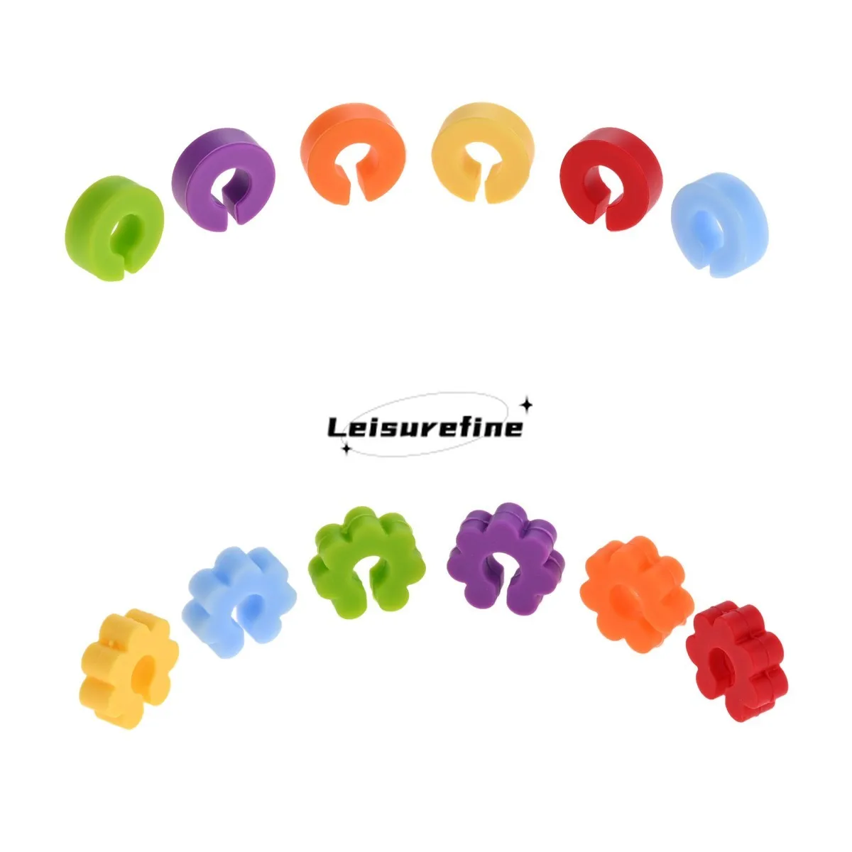 6pcs/set Wine Goblet Markers Colorful Silicone Round/Flower Circle Glass Charms Drinking Cup Tag Guests Identify Hotel/Home/Bar