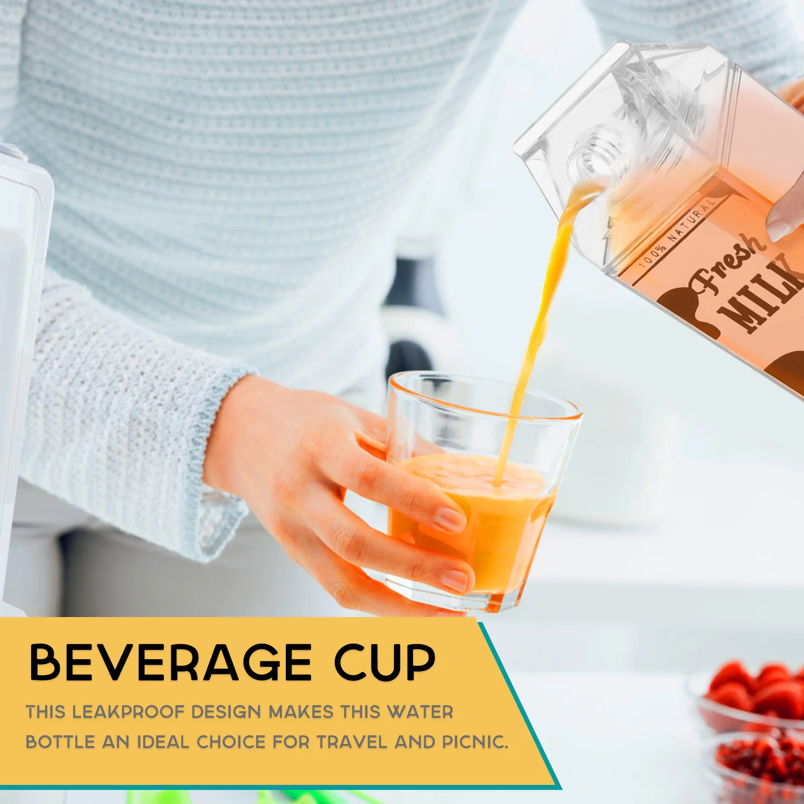 

500ml Milk Storage Bottle Leakproof Plastic Beverage Container for Travel Picnic Milk Bottle Beverage Cup