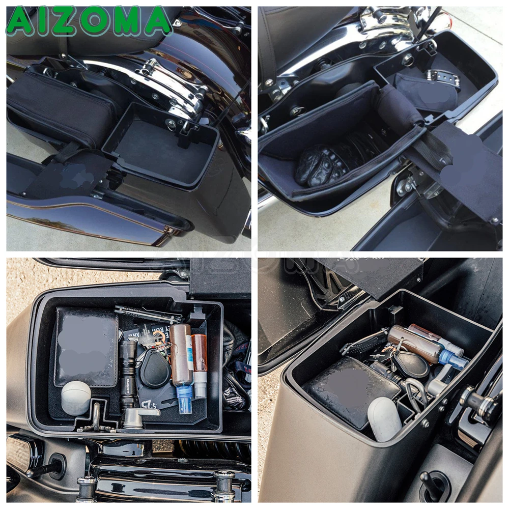 Hard Saddlebag Organizer Shelf Motorcycles Left Right Saddle Bags Storage Tray For Harley Touring FLHR FLHT FLHX FLTRX 2014-Up