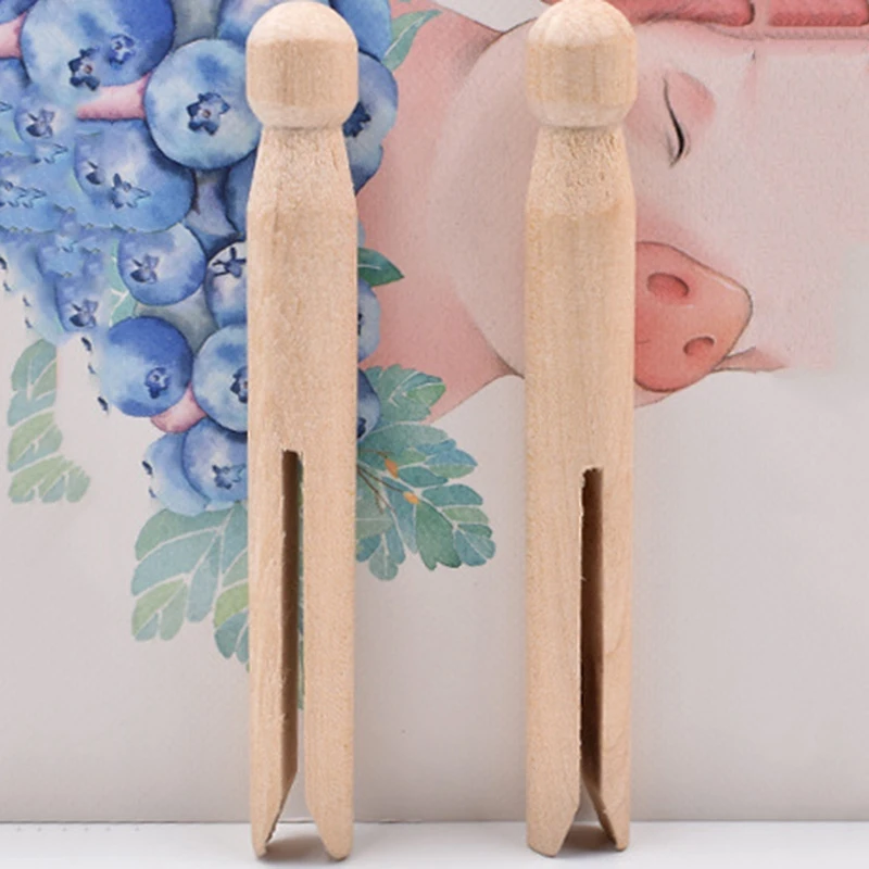 Wood Clothes Pins Pegs Old School 50 Count Round Clothespins Weather Resistant Peg Dolls Traditional Peg