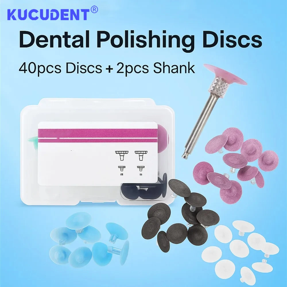 40Pcs/Box Dental Composite Finishing Polishing Disc Stem Discs Reduction Contouring Mandrel Teeth Whitening Dentistry Polisher