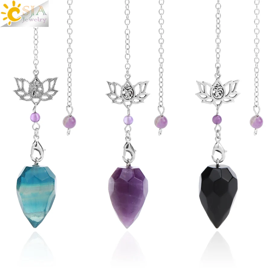 péndulo de adivinación profesional para radiestesia de cuarzo de cristal de piedra Natural para adivinación, Ojo de Tigre Reiki, cuarzo transparente rosa, curación, Yoga OM, Pendulos espirituales testigo H494