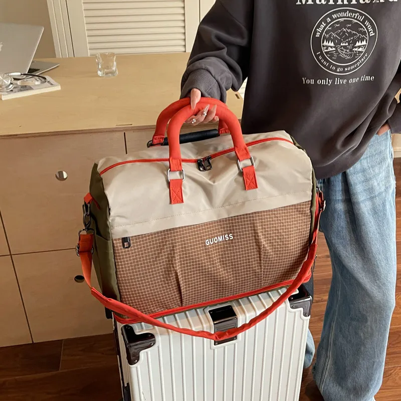 travel-bag-hanging-luggage-carrier-large-capacity-suitcase-cover-dormitory-student-bag-lightweight-nylon-pure-color-bag