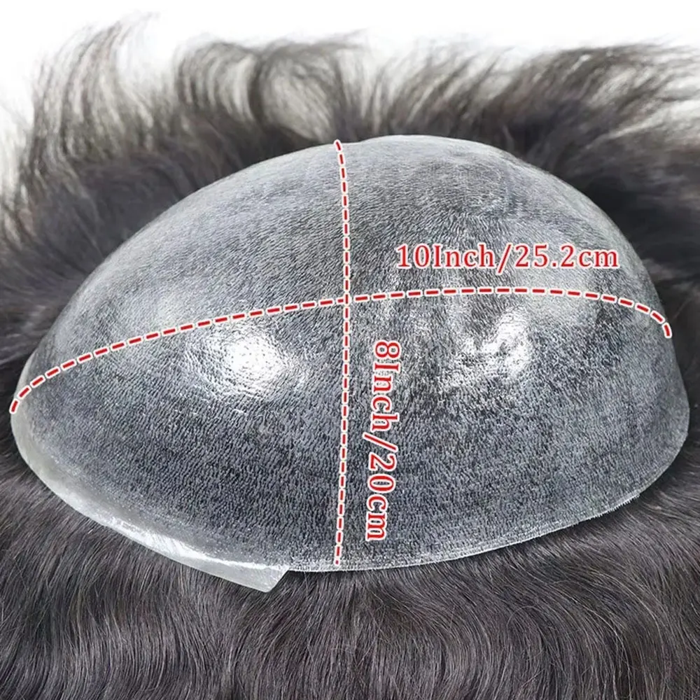 8 "x 10" полная кожа парик из искусственной кожи для мужчин инъекционный полный поли человеческие волосы мужской парик # 1B Мужской капиллярный протез, замена волос