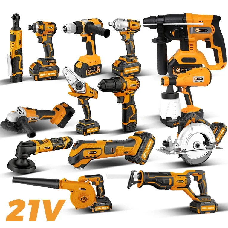 

Высококачественный беспроводной аккумуляторный шуруповерт 21В/20В/18В, перезаряжаемый, 5-в-1, ударная дрель, компактный литий-ионный комбинированный набор 18В