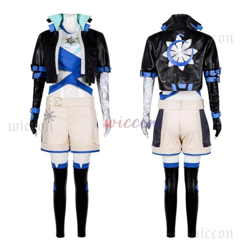 애니메이션 게임 라이벌 스노우 루나 코스프레 여성 가죽 의상 변장 복장 여성 롤 플레잉 신발 Disfraz Halloween Suit