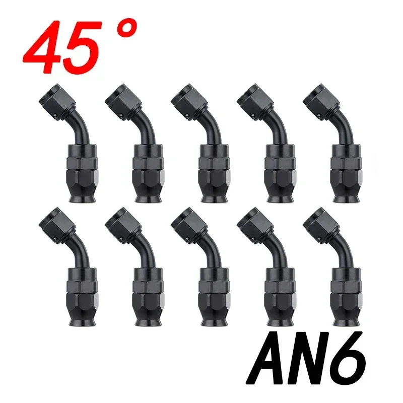 10x Universele Rechte 0 45 90 180 Graden AN3 AN4 AN6 AN8 AN10 AN12 Slanguiteinde Fitting Slang Adapter Voor Swivel PTFE Olie Brandstofleiding