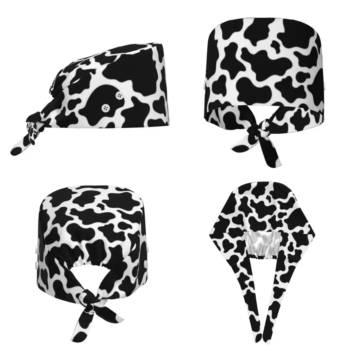 Cow Spots Animal Print Scrub Hat Doctor Working Surgical Cap Men Women Adjustable Nursing Caps for Dentist