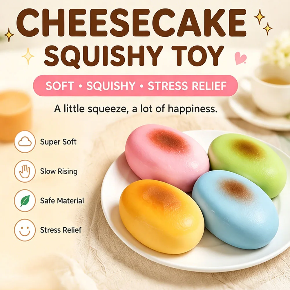 Funny Mini Cheese Cake Dessert Squishy Soft Squeeze ASMR Anti Stress Surprise Party Favor Goodie Bag Stuffer Novelty Gift
