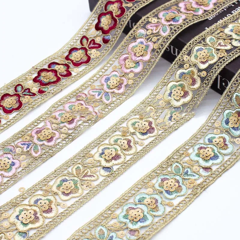 

30Yards Organza Embroidery Lace Sequins Ribbon Fabric Clothing Children's Clothing Garment Accessories 4cm Wide