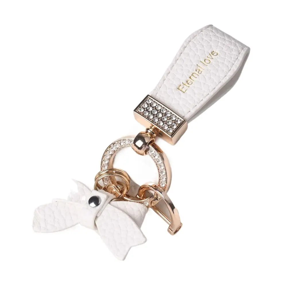 Key Holder Luxury Genuine Leather Keychain Ladies Bag Fashion Decoration Matte Buckle Leather Car Keyring Bag Charms Pendant