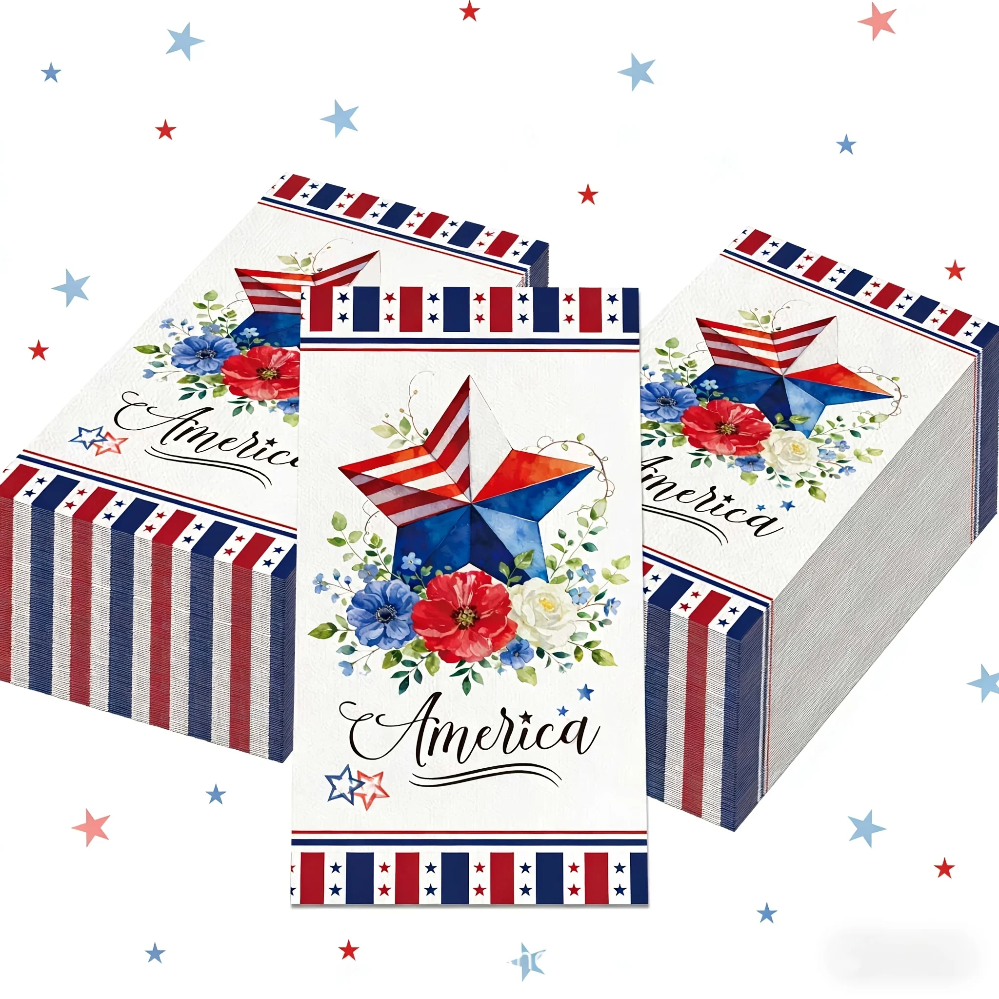 20Pcs 250th American Independence Napkins, Dinner Paper Dining Table Decor for Birthday Party United States Party Supplies