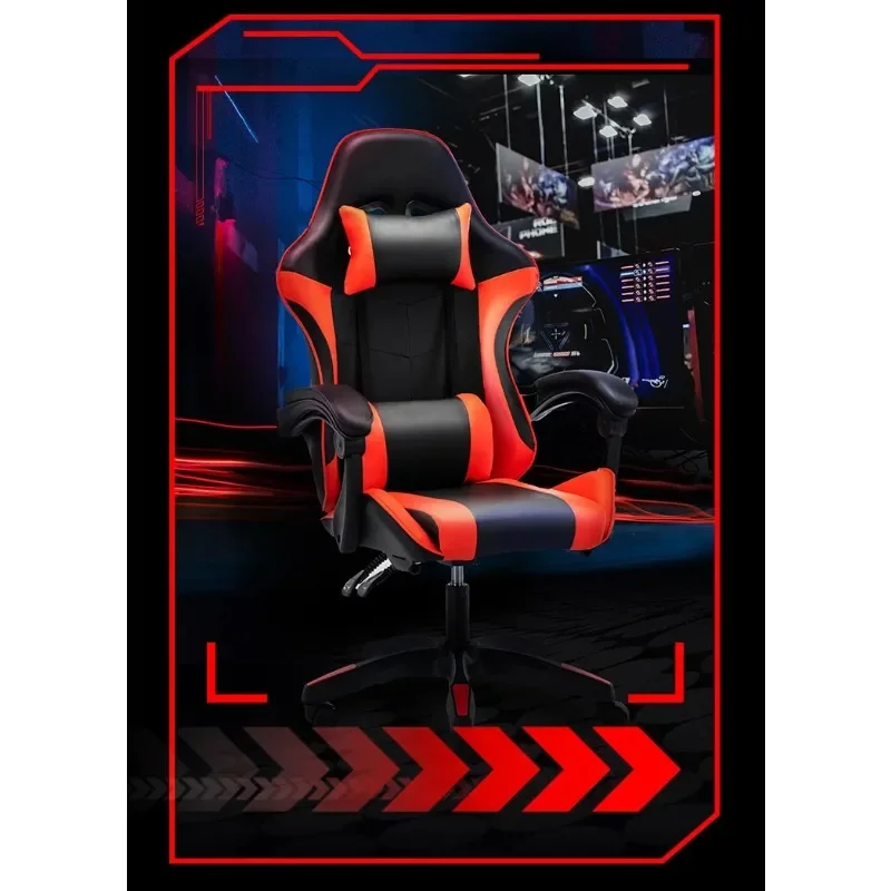 كرسي ألعاب مع دعم قطني ناعم ومسند قدم بارتفاع قابل للتعديل، كرسي ألعاب كمبيوتر مريح.