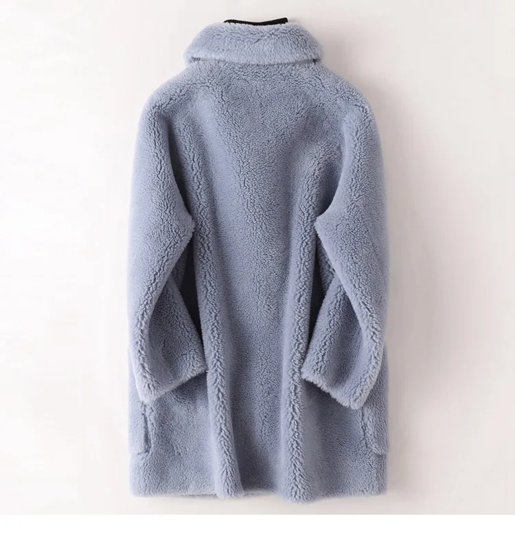 Real Fur Coat High Quality Australian Womens Natural Wool Coats Thick Warm Elegant Loose Large Size Long Outwear For Women