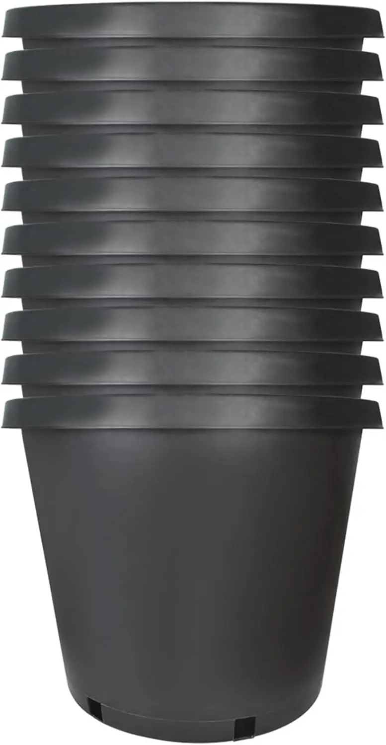 10 Pack 15 Gallon Black Plastic Garden Planter Pots Flower Seedling Container for Indoor Outdoor Plants Seedlings Flower