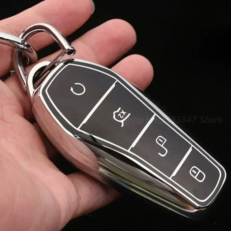 For BYD Yuan UP Car Key Case Full Cover Special Key Case Modified Chain Flip Fur Set Accessories Car Key Case Cover Shell Fob