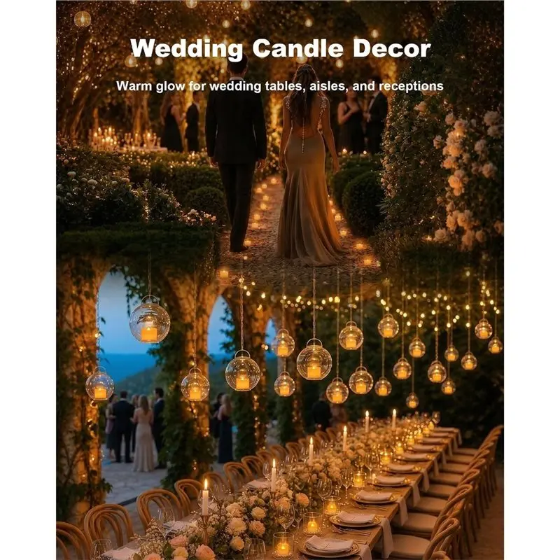 A76X-48-Pack Flameless Tea Lights Candles Battery Operated, 200+ Hours Flickering LED Tealights For Halloween Pumpkins