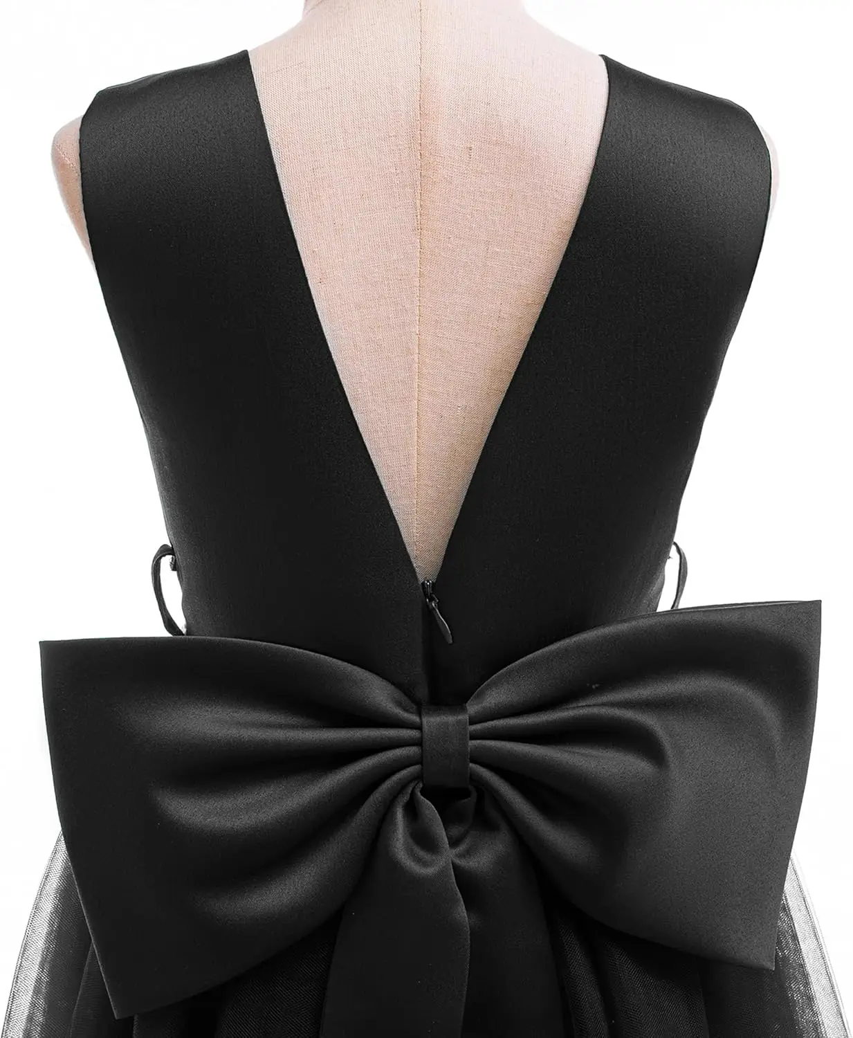 فستان وصيفة العروس من الساتان للفتيات على شكل زهرة على شكل حرف V مفتوح الظهر طويل على شكل حرف A فساتين حفلات الزفاف فستان حفلة الأميرة