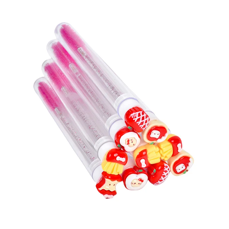 10PCS/Pack Random Style Tube Mascara Brush Women Mascara Brushes Tube Brush Red Cat Apple Eyelash Brush Eyelash Spoolies Makeup