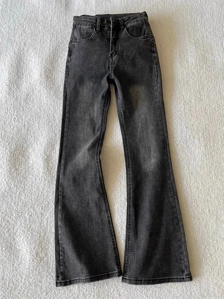 

Waed Bla Men's Flared Jeans mid Waist Long Straight Leg Retro American Sle High Street Lengthening Legs Trendy Trousers