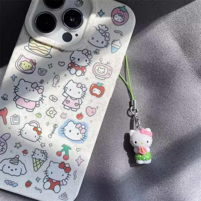Cordón para teléfono móvil Kawaii Sanrio Hello Kitty, cadena para cámara Ccd de gato KT de dibujos animados, llavero con abalorio para teléfono móvil, regalos colgantes para bolso