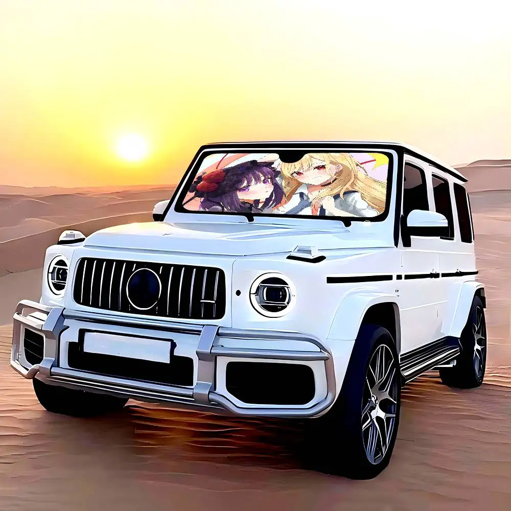 M-My D-Dress U-Up D-Darling أنيمي زجاج سيارة الشمس الظل طوي سيارة الجبهة يغطي مظلة السيارات لملحقات السيارات