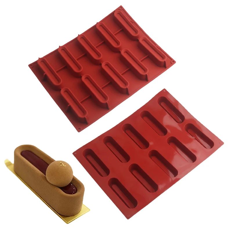 Meibum 6 or 10 Cells Long Strip Grooved Mousse Mould Food Grade Silicone Cake Mold Non Stick Pastry Baking Tool Kitchen Bakeware