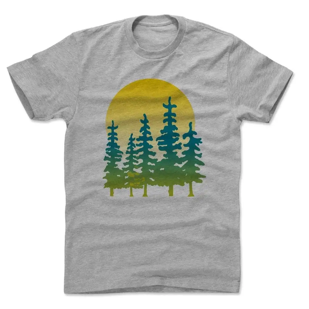 Nature Art Men's Cotton T Shirt Wilderness Outdoors Treeline Sunrise