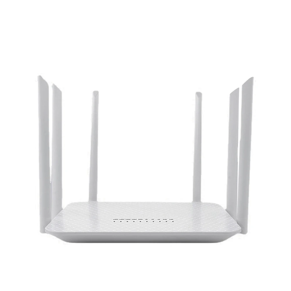 Router nirkabel WIFI 1200Mbps, Router nirkabel 6 antena Gigabit 4G 2.4G + 5G untuk bisnis rumah kantor (colokan EU)