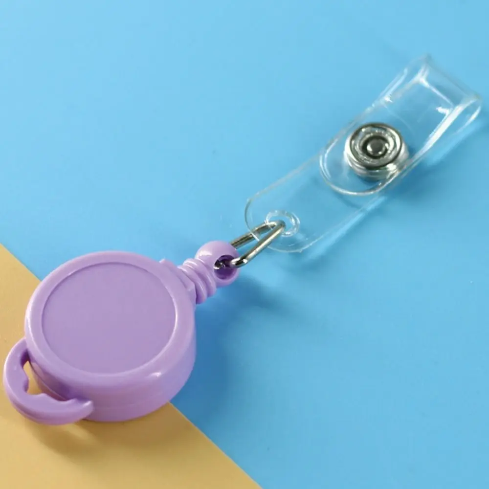 분실 방지 접이식 배지 릴 ID 랜야드 키링 클립 ID 배지 홀더 키체인 이름표 손쉬운 당김 버클 학용품