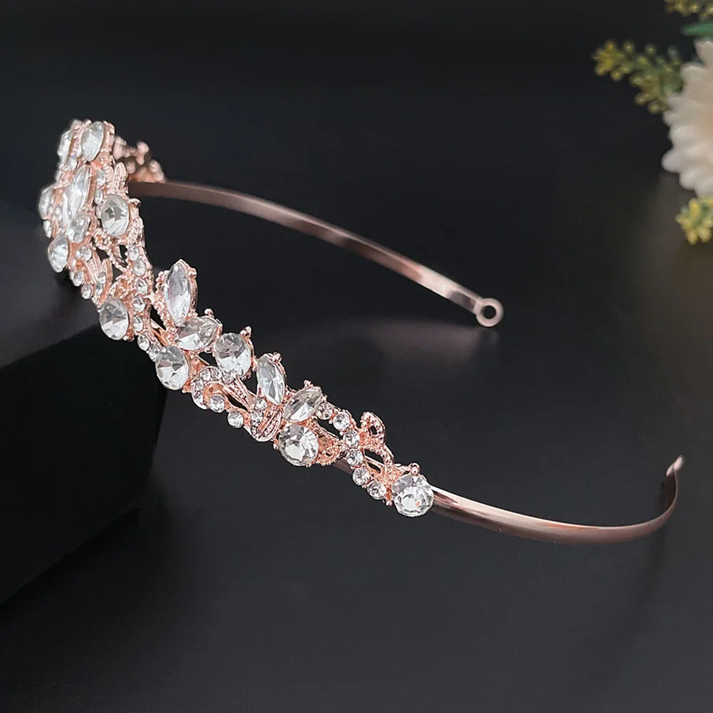 

Rhinestone Crown Headband Tiara Women Birthday Wedding Accessories Performance Hair Elegant Shiny Durability Practical Long Wear