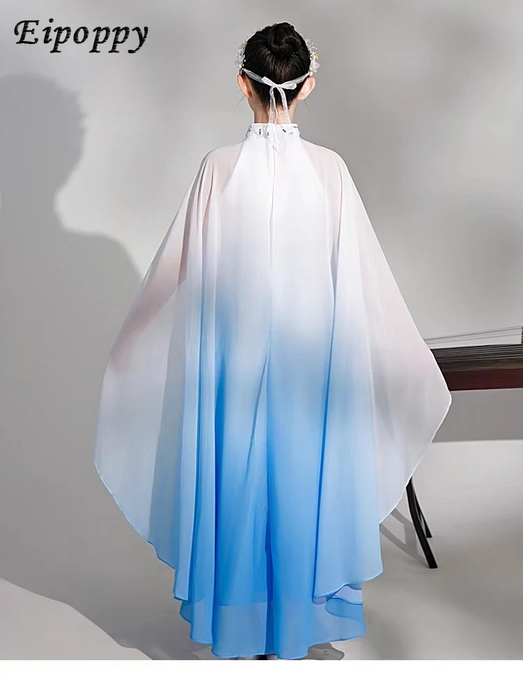 Kinder kleid elastisch Guzheng Performance Kostüm Super Fee Volksmusik Chorus Gastgeber Kleid langes Kleid