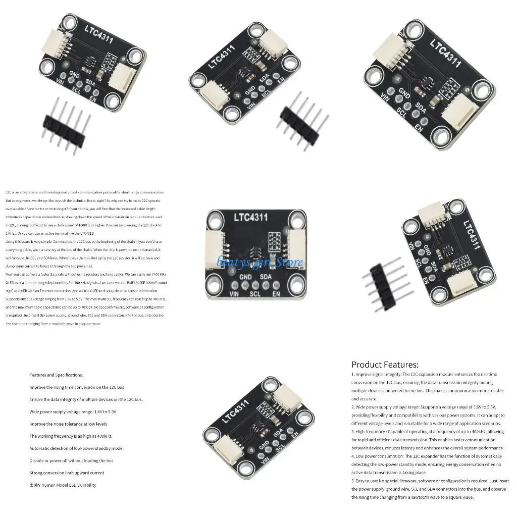 

C7AB Long Distance LTC4311 I2C Communication Module Active Amplification Amplifier Module Replacement Accessories