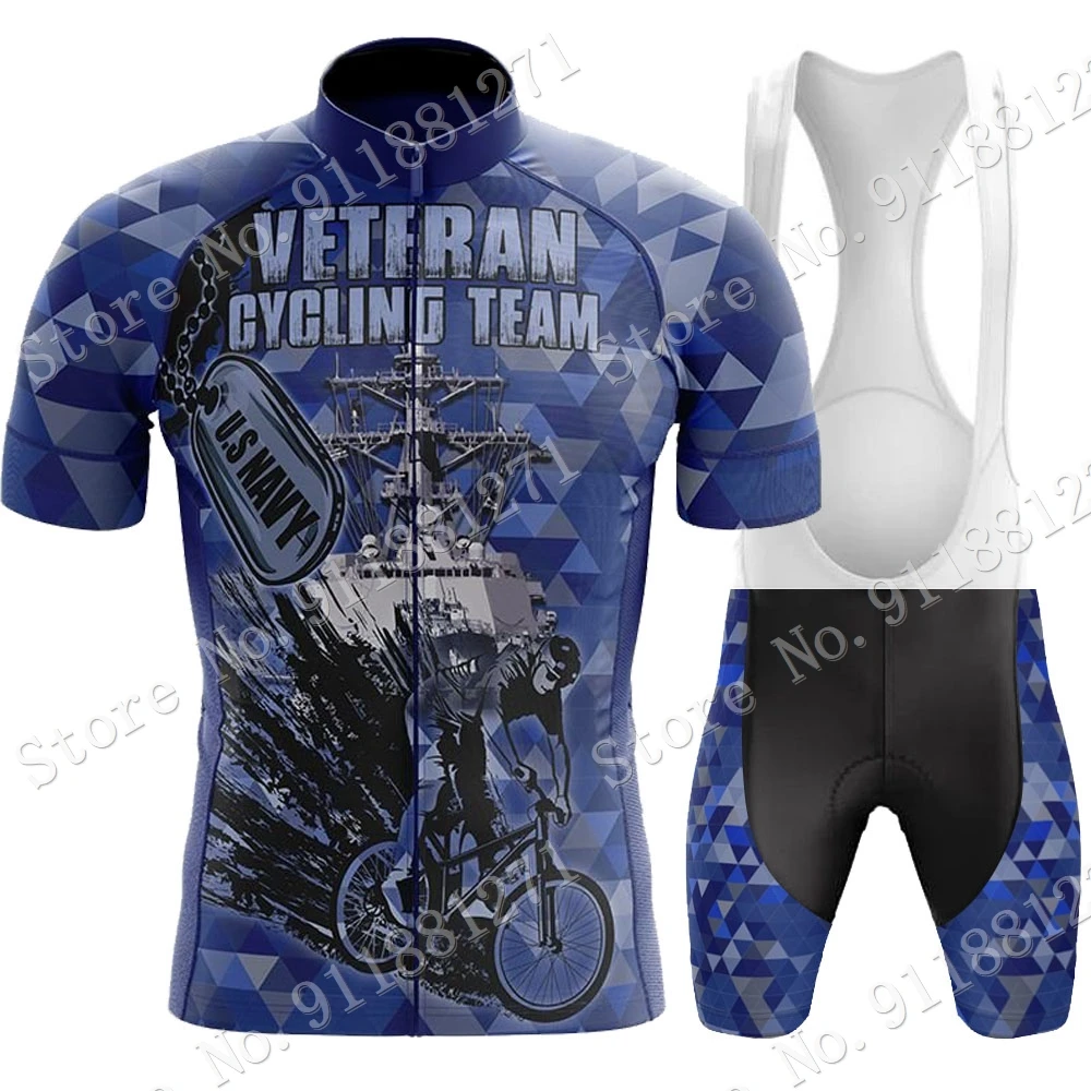 2025 Veteran Cycling Jersey Set Blue Summer Short Sleeve Grandpa USA Clothing Road Bike Shirts Suit Bicycle Bib Shorts MTB Ropa