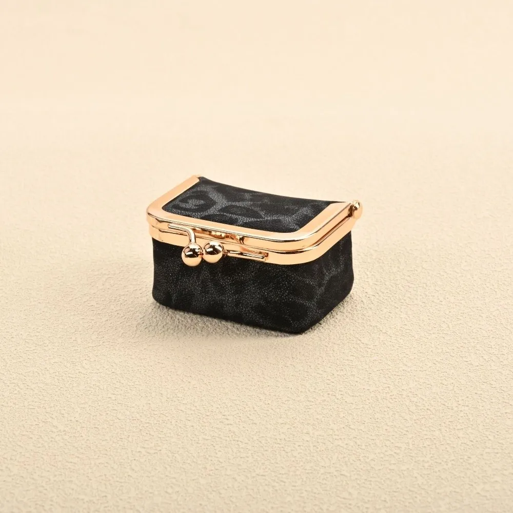 Portable Multi Color Mini Kiss Lock Storage Pouch Leopard Print PU Leather Coin Purse Mini Jewelry Box Women