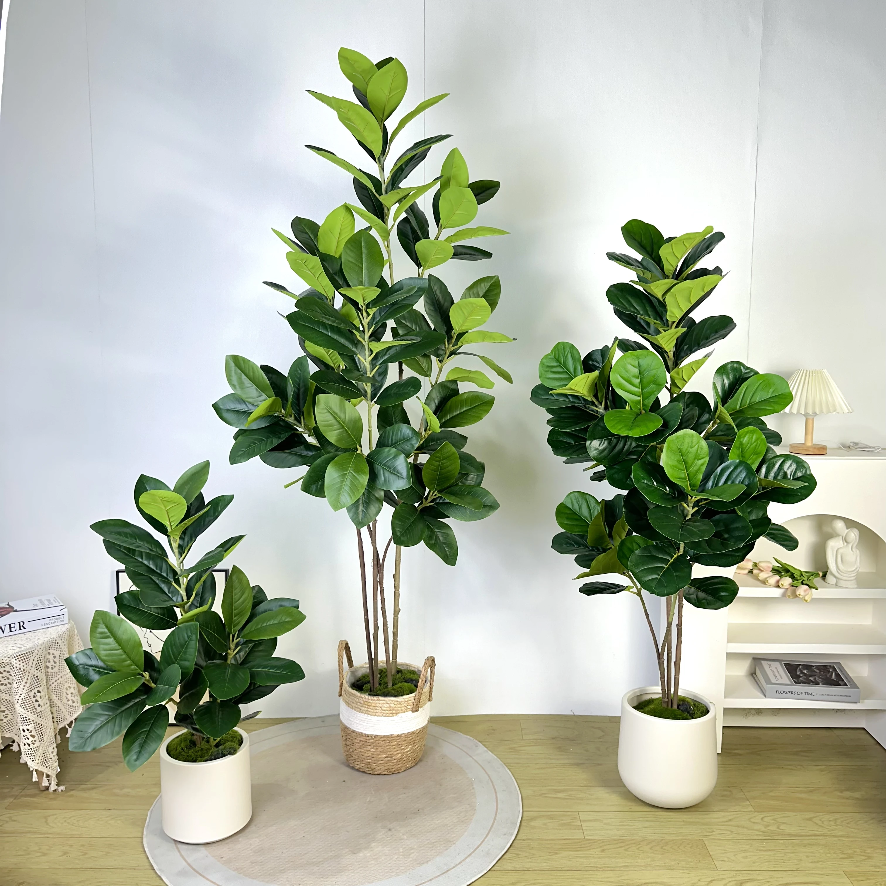 

40-145cm Large Artificial Ficus Tree Tropical Fake Plants Green Plastic Banyan Leaf Big Banyan Tree Branch For Home Garden Decor