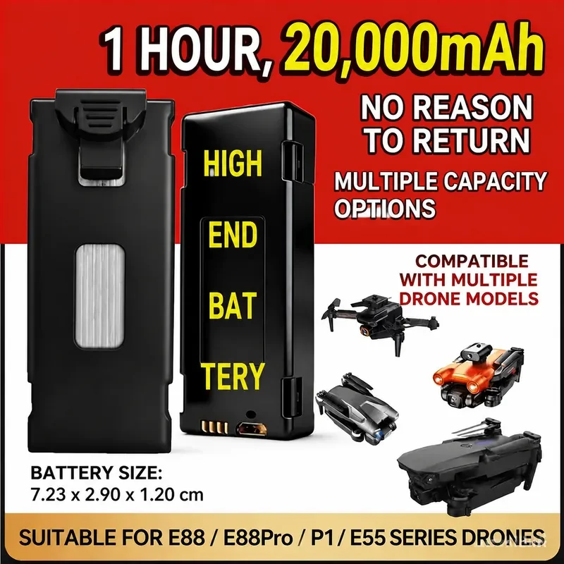 for Drone Battery Upgraded Version General 3.7V Explosion Proof Lithium Battery for E88 E99 Model Aircraft