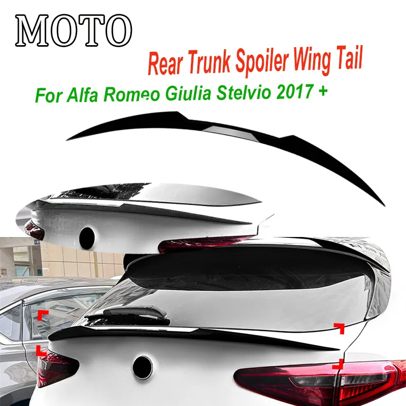 Rear Trunk Spoiler Wing Tail For Alfa Romeo Giulia Stelvio 2017 + Tail Tailgate Splitter Lip Air Dam Tuning Accessories 2024