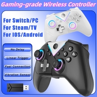 2.4G BT Wireless Gamepad For PC/Switch/IOS/Android/Steam/TV Gaming Controller Dual Vibration No Delay RGB Light Remote Control