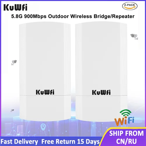 KuWFi 야외 무선 CPE 라우터, 900Mbps, 5.8G 무선 리피터, AP 라우터, Wifi CPE 브리지 포인트 투 포인트 1-3KM 와이파이 커버리지 