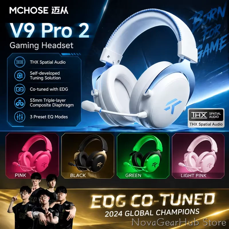 Mchose V9 Pro 2 Four Mode Wireless Gaming Headset Over Ear Bluetooth Headphones With Mic For Pc Delta Game Gift To Boyfriend