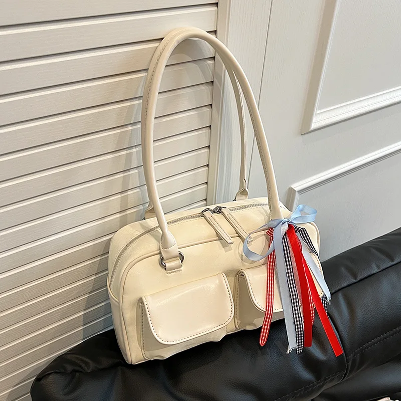 Richme Fashion Women Shoulder Bags Lace Ribbon Bow Handbags Female Individuality Luxury Designer PU Daily Commute Bolso Mujer