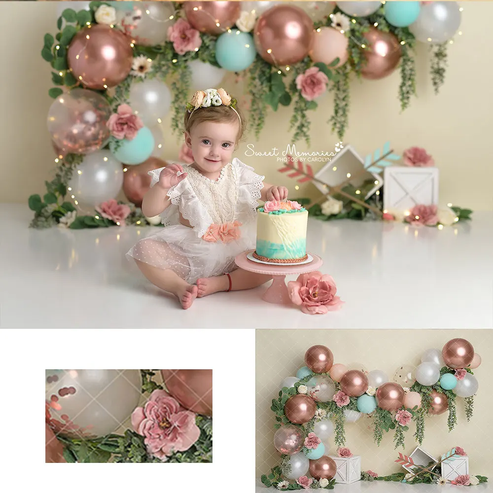 

Spring Floral Boho Balloons Photography Backdrop Child Baby Cake Smash Photocall Decors Kids Adult Birthday Studio Backgrounds