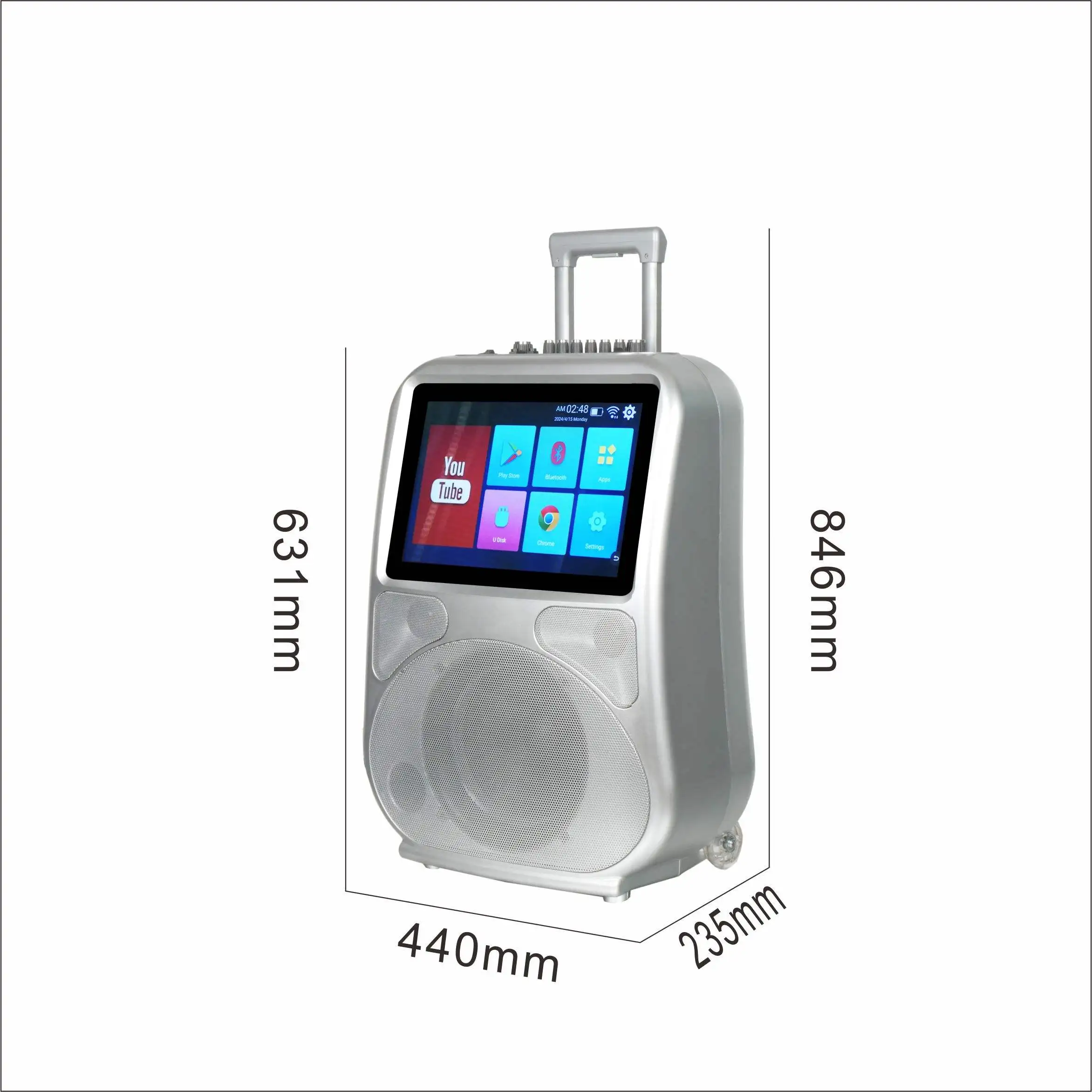 CQA Altoparlante Bluetooth video di vendita caldo Woofer da 8 pollici e schermo da 14,1 pollici Sistema Android 12.0 Trolley per interni ed esterni Party Box