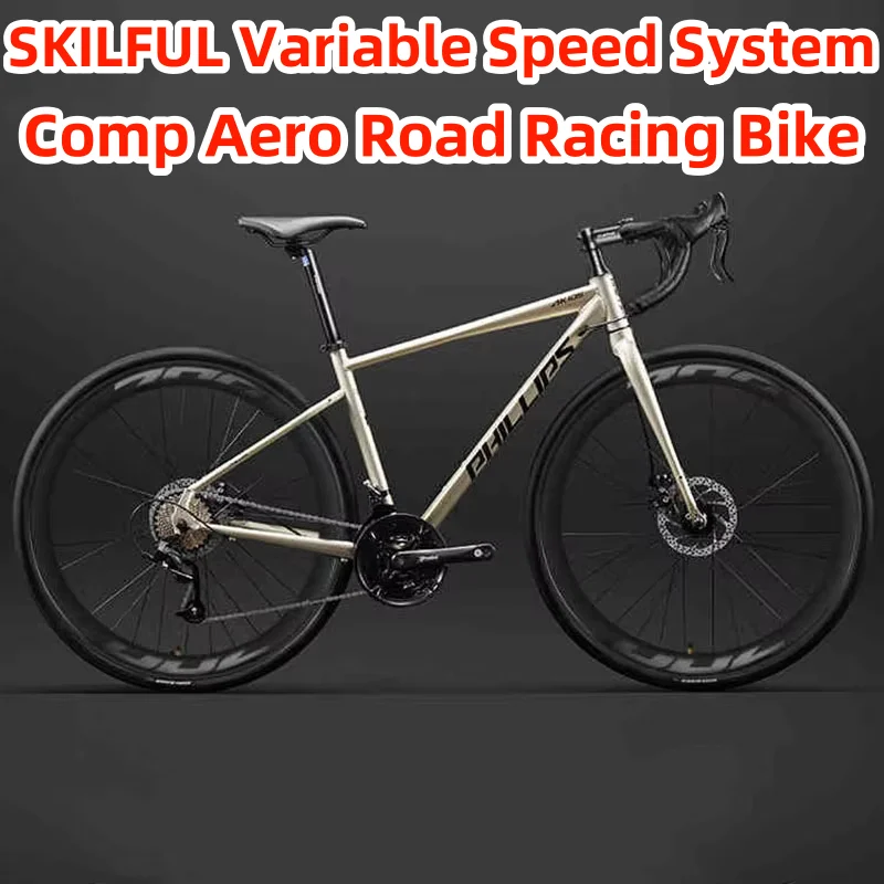 

Ultralight Gravel Road Bike Racing Bike Dual Disc Urban Transmission Bicycle Youth Transmission Steel Anti-Slip Road bicicleta