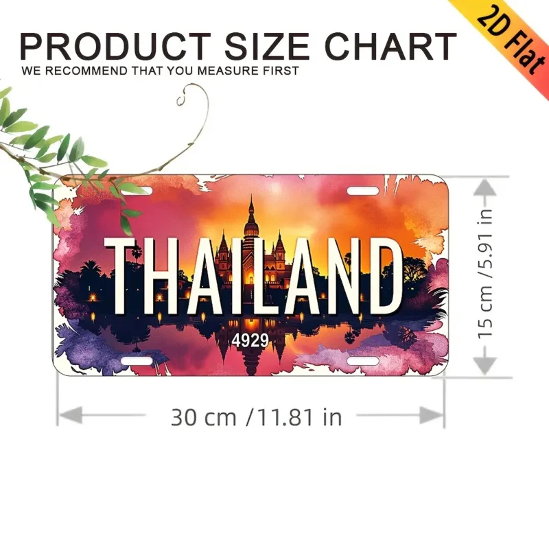 مسطح ثنائي الأبعاد - قطعة واحدة من علامة الألومنيوم "تايلاند" العتيقة - ديكور حائط معدني عتيق مقاس 6 × 12 بوصة مع مشهد شاطئ استوائي، مثالي للمنزل #3